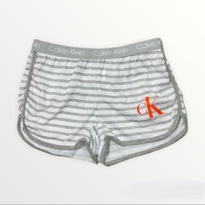 Calvin Klein Child’s 6X Grey Striped Logo Shorts